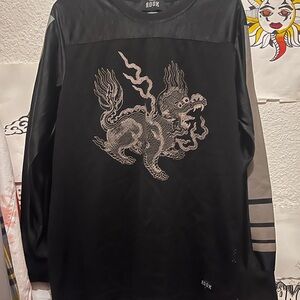 Black Graphic Long Sleeve Shirt
